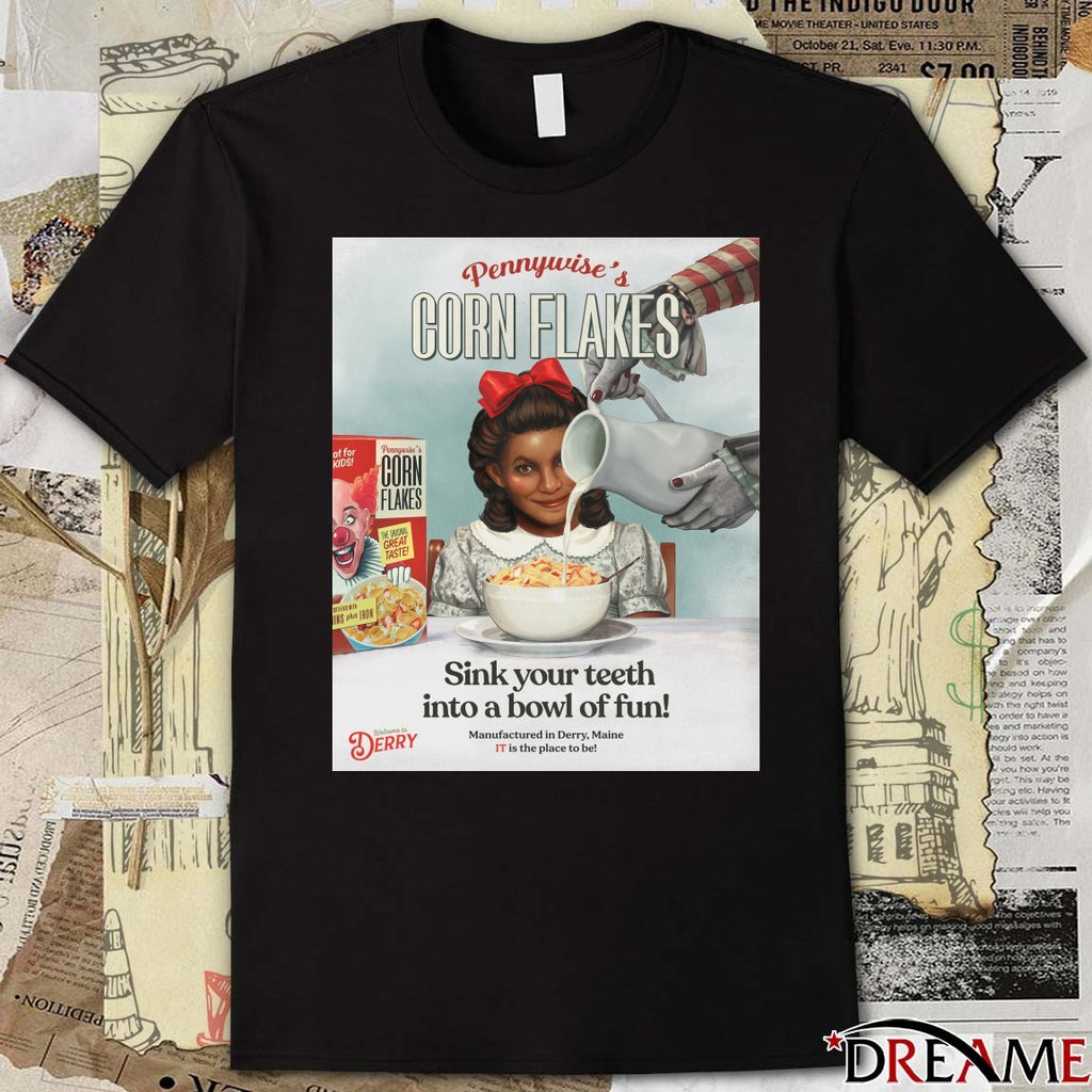 Pennywise’s Corn Flakes Sink Your Teeth Into A Bowl Of Fun October 26 2025 Poster t-shirt