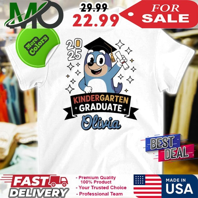 Personalized Bluey Kindergarten Graduation Olivia 2025 Shirt