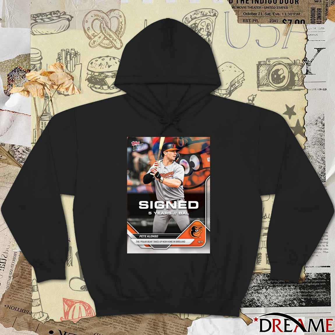 Pete Alonso Baltimore Orioles The ‘polar Bear’ Takes Up New Home In Birdland Card Topps Now t-shirt