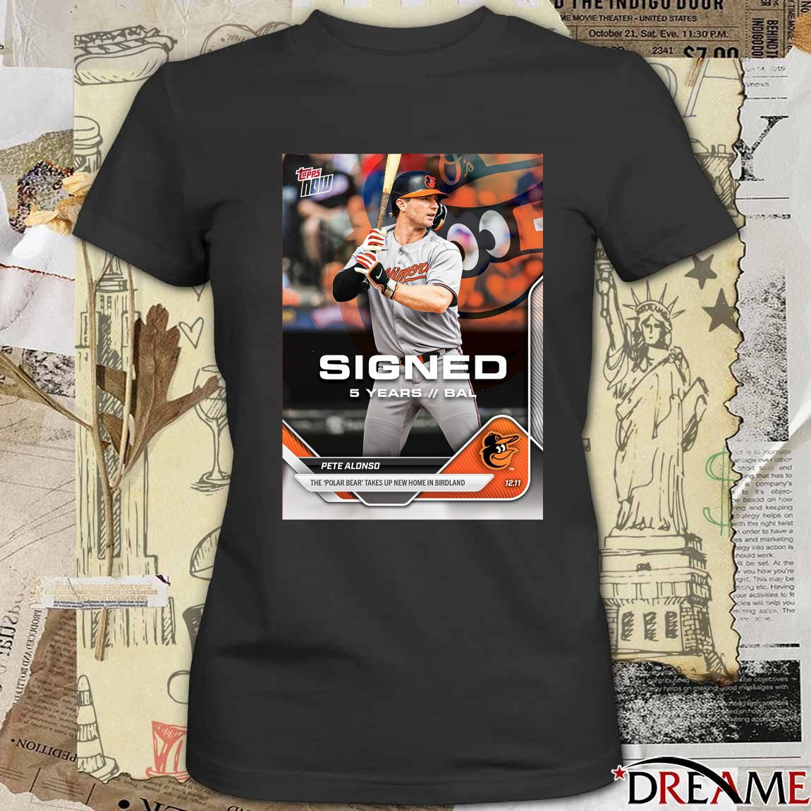 Pete Alonso Baltimore Orioles The ‘polar Bear’ Takes Up New Home In Birdland Card Topps Now t-shirt