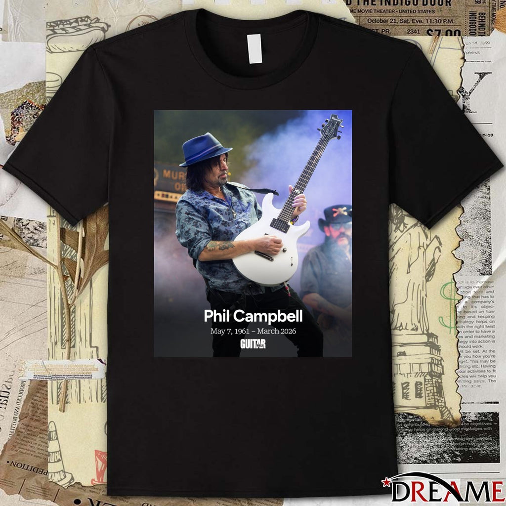 Phil Campbell May 7 1961 – March 2026 Guitar World Poster t-shirt