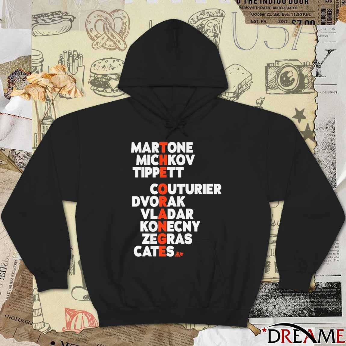 Philadelphia Flyers Hockey The Orange Names Martone Michkov Tippett Couturier Dvorak Vladar t-shirt