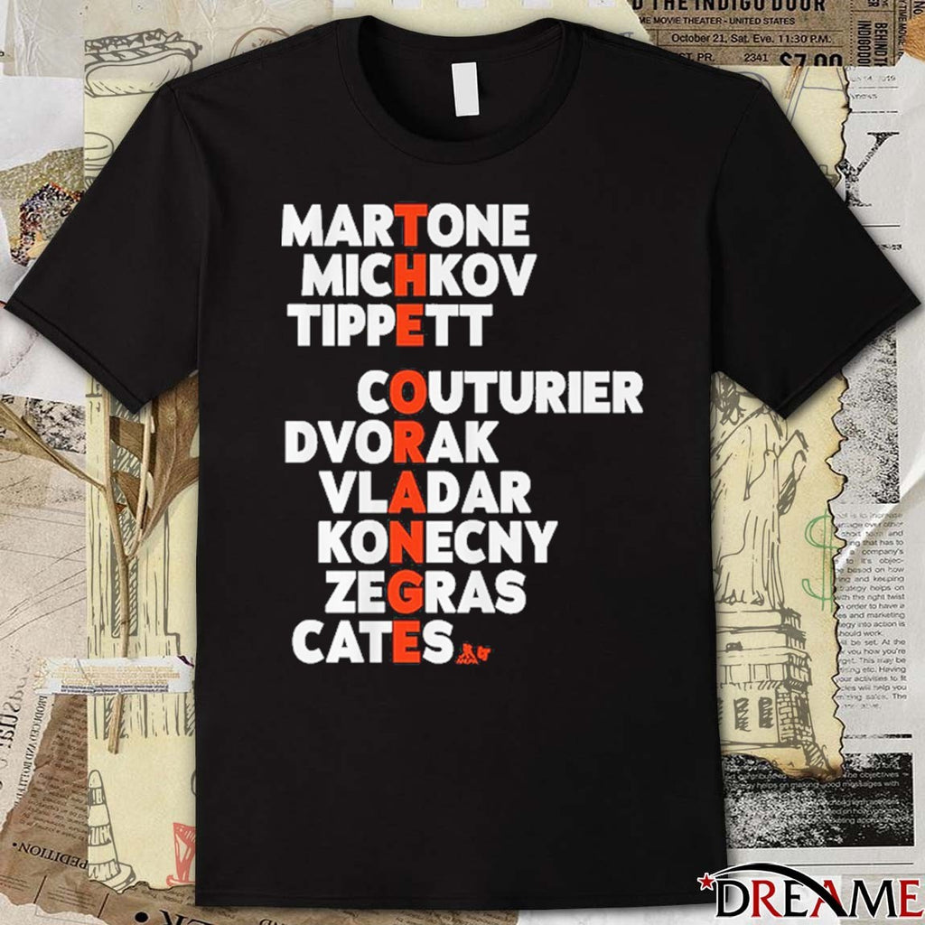 Philadelphia Flyers Hockey The Orange Names Martone Michkov Tippett Couturier Dvorak Vladar t-shirt