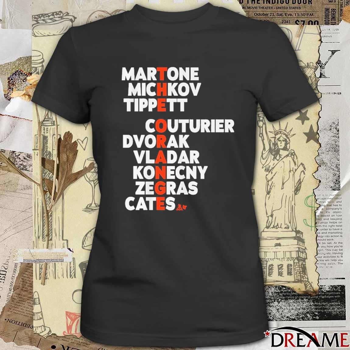 Philadelphia Flyers Hockey The Orange Names Martone Michkov Tippett Couturier Dvorak Vladar t-shirt