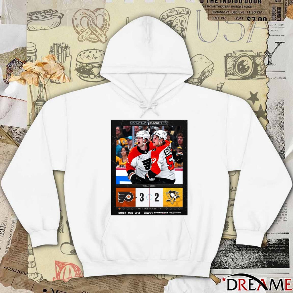 Philadelphia Flyers Victory Over Pittsburgh Penguins Game 1 Stanley Cup Playoffs Final Score 3-2 Poster t-shirt