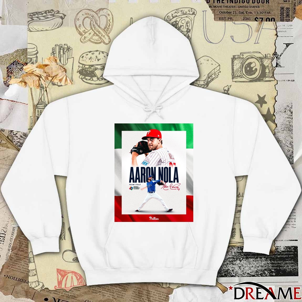 Philadelphia Phillies Aaron Nola Team Italy World Baseball Classic Signature Poster t-shirt