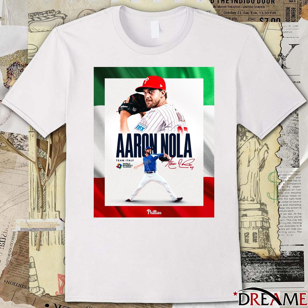 Philadelphia Phillies Aaron Nola Team Italy World Baseball Classic Signature Poster t-shirt