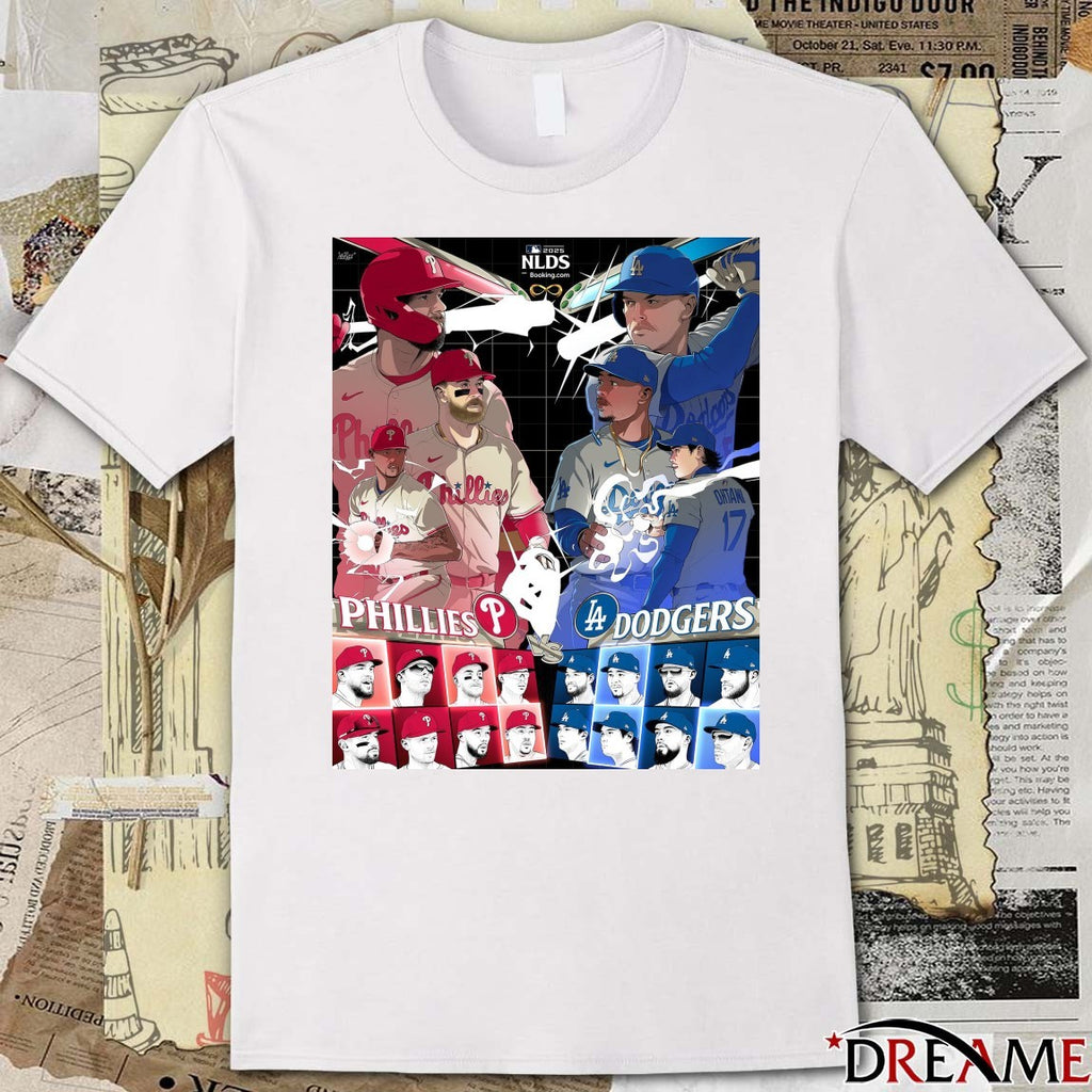 Philadelphia Phillies Vs Los Angeles Dodgers 2025 MLB National League Division Series Art Poster t-shirt