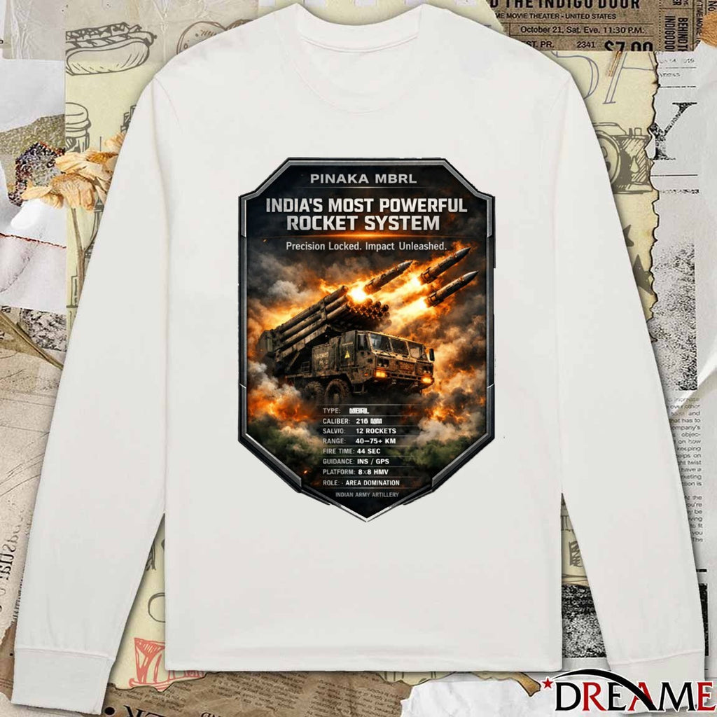Pinaka MBRL India’s Most Powerful Rocket System Precision Locked Impact Unleashed t-shirt