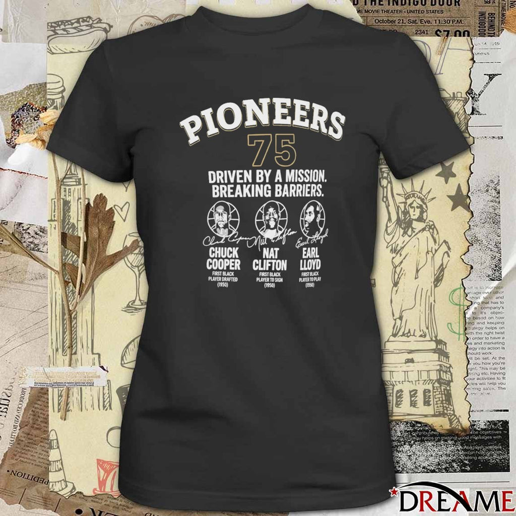 Pioneers 75 Driven By A Mision Cooper Clifton Lloyd Black History Month 1950 Signatures t-shirt