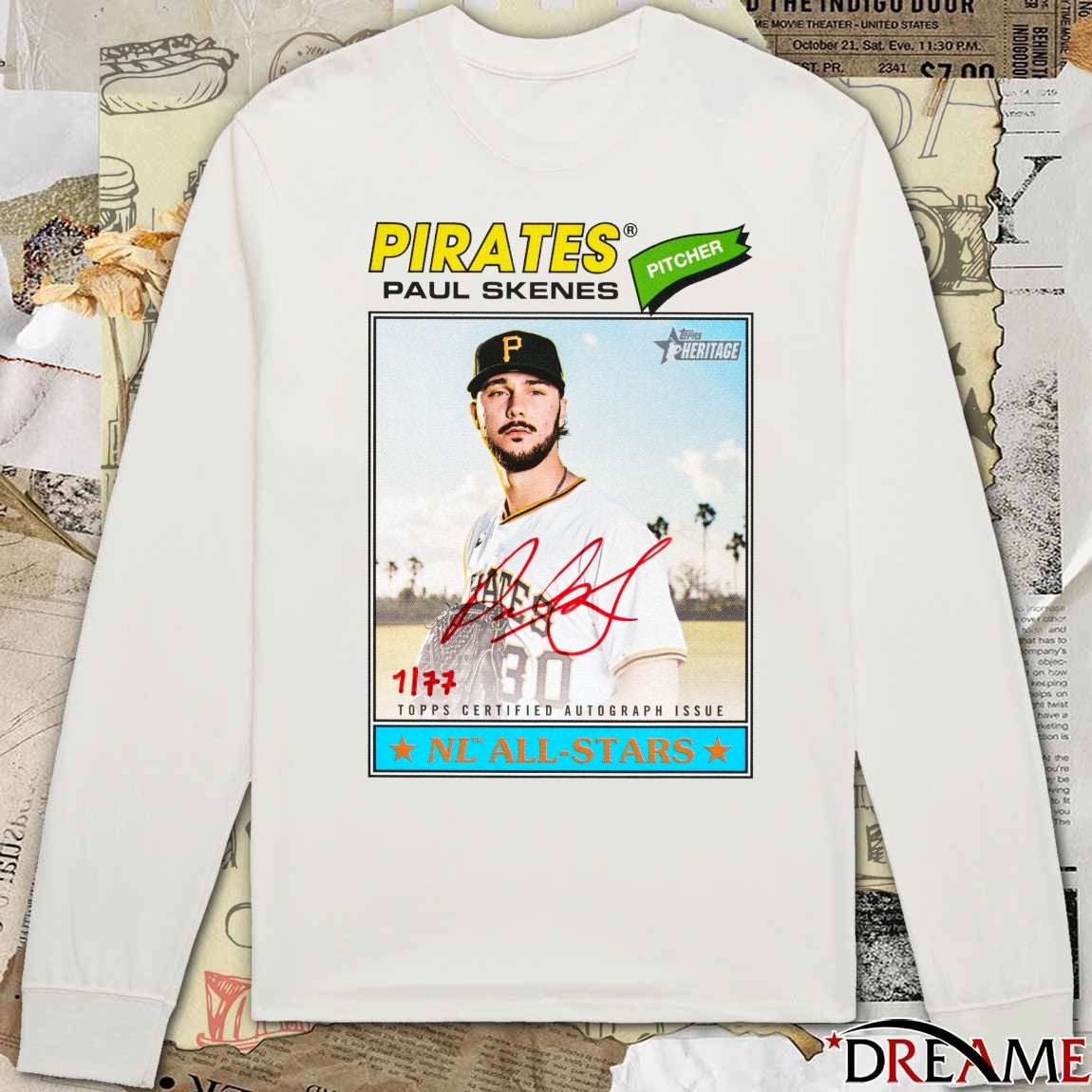 Pirates Paul Skenes Topps Certified Autograph Issue Nl All-stars Signature t-shirt