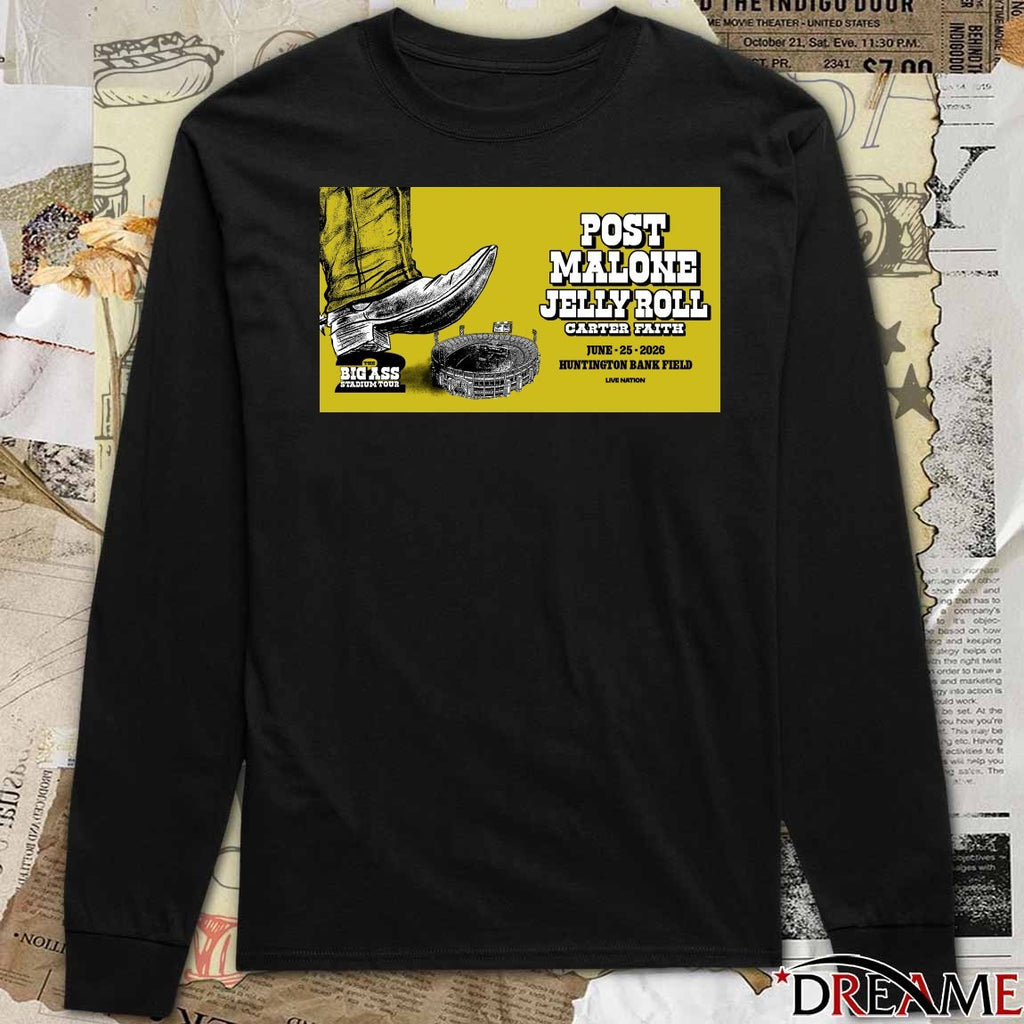 Post Malone The Big Ass Stadium Tour June 25 2026 Huntington Bank Field Poster t-shirt