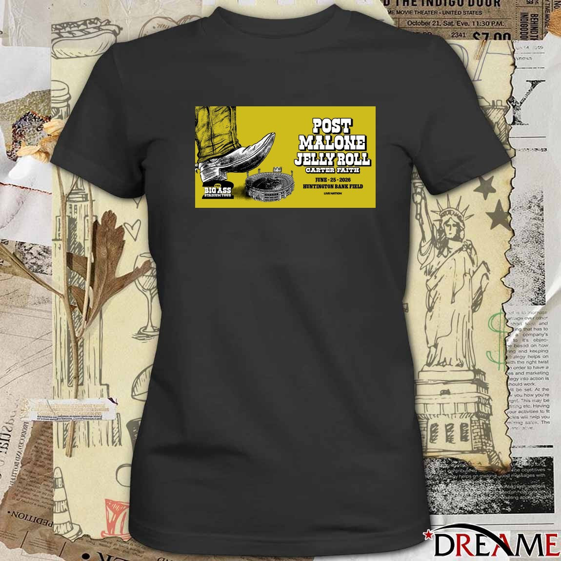 Post Malone The Big Ass Stadium Tour June 25 2026 Huntington Bank Field Poster t-shirt