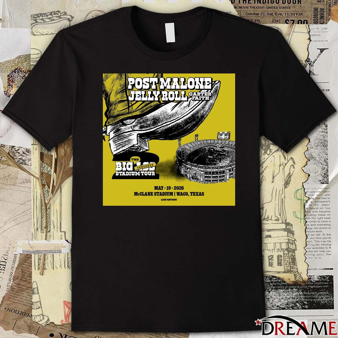 Post Malone The Big Ass Stadium Tour May 19 2026 Mclane Stadium Waco Texas Poster t-shirt