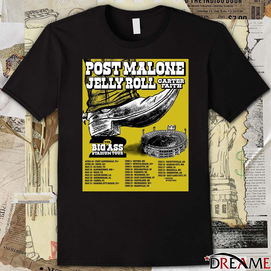 Post Malone The Big Ass Stadium Tour Part 2 April 10 – July 28 2026 Poster t-shirt