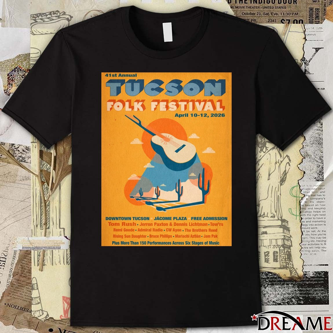 Poster 41st Annual Tucson Folk Festival Tucson AZ April 10-12 2026 t-shirt