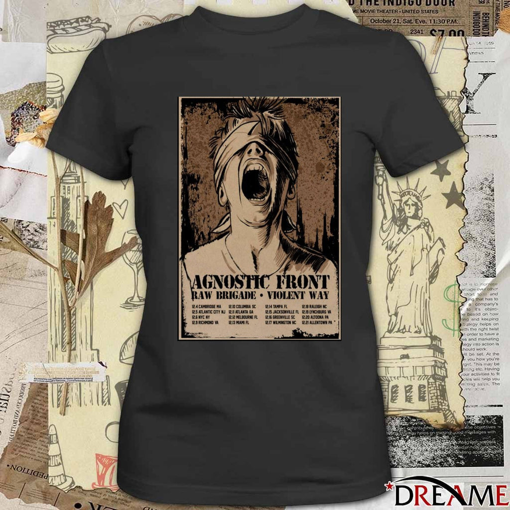 Poster Agnostic Front Tour Raw Brigade Violent Way December 4 – 21 2025 t-shirt