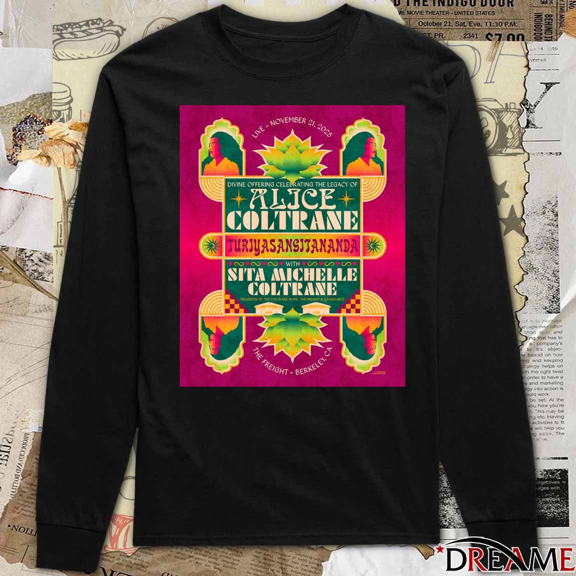 Poster Alice Coltrane Show November 21 2025 The Freight, Berkeley CA t-shirt