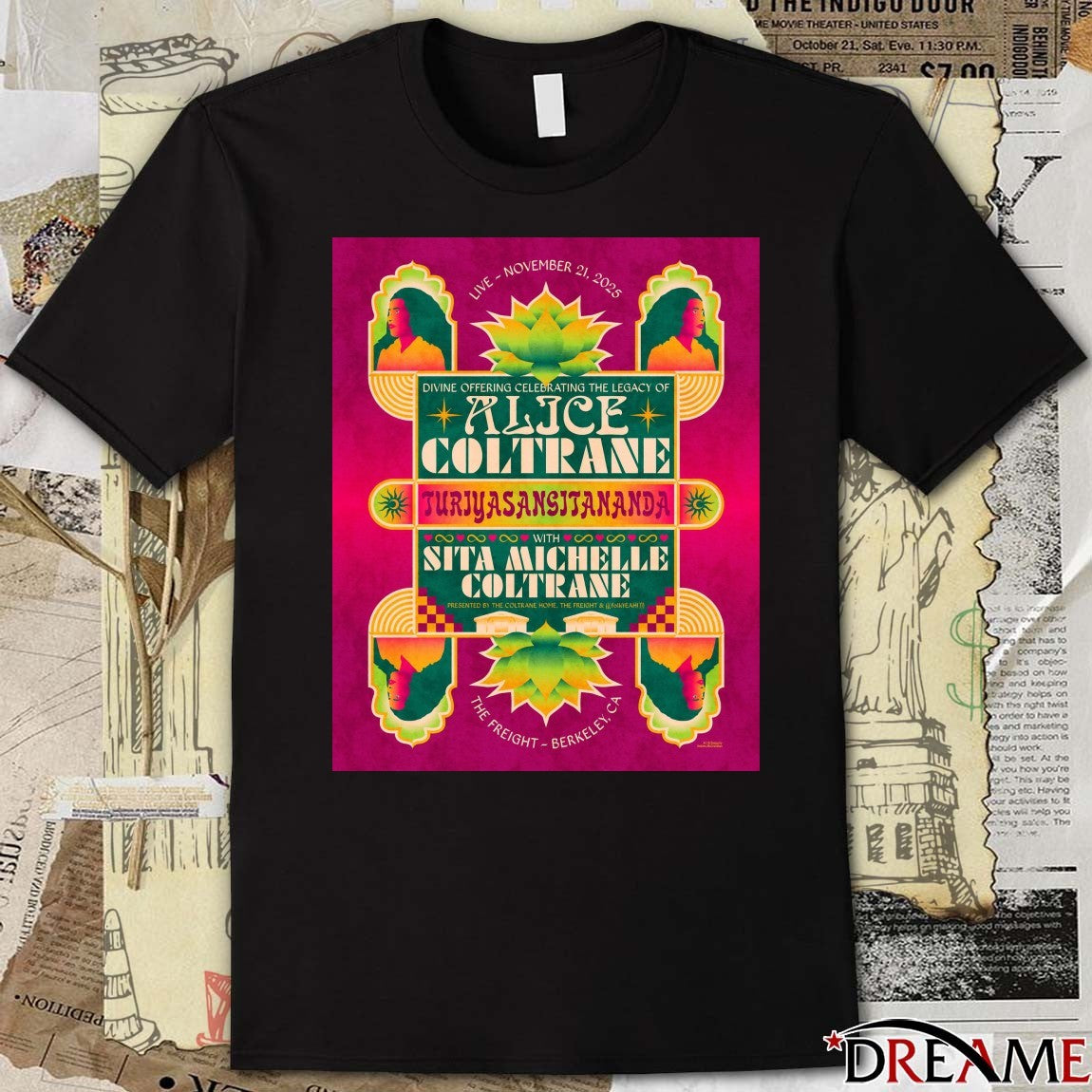 Poster Alice Coltrane Show November 21 2025 The Freight, Berkeley CA t-shirt