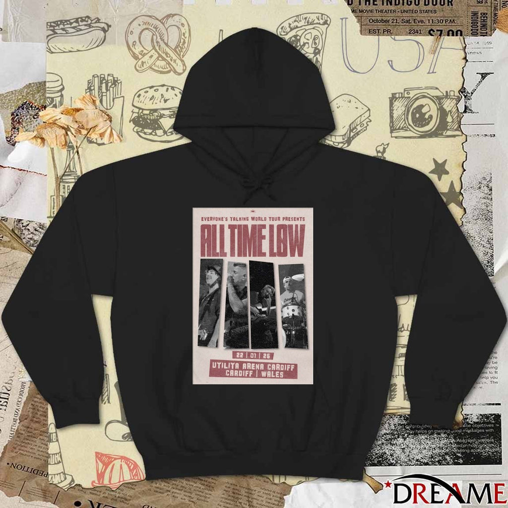 Poster All Time Low January 22 2026 Utilita Arena Cardiff Wales t-shirt