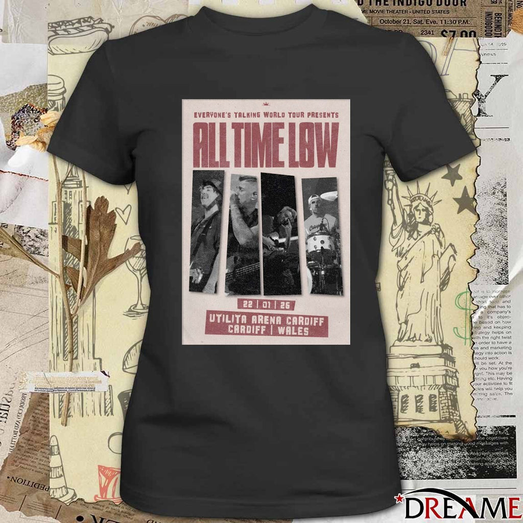 Poster All Time Low January 22 2026 Utilita Arena Cardiff Wales t-shirt