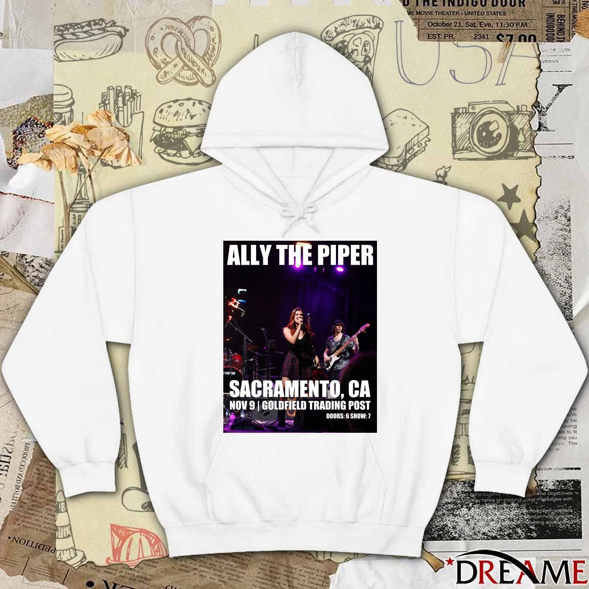 Poster Ally The Piper November 9 2025 Sacramento, CA Goldfield Trading Post t-shirt
