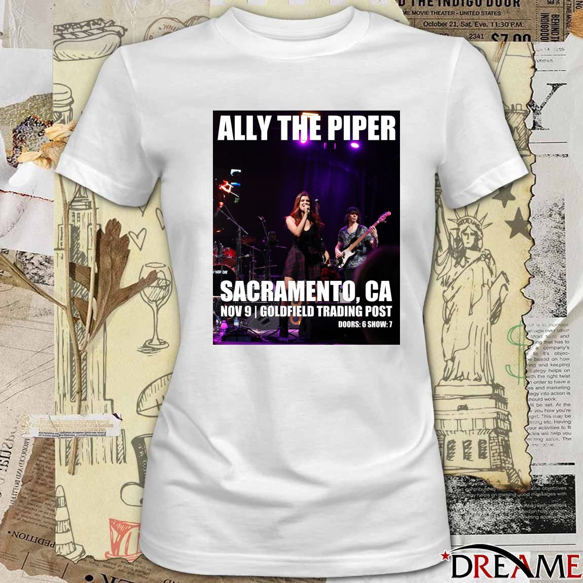 Poster Ally The Piper November 9 2025 Sacramento, CA Goldfield Trading Post t-shirt