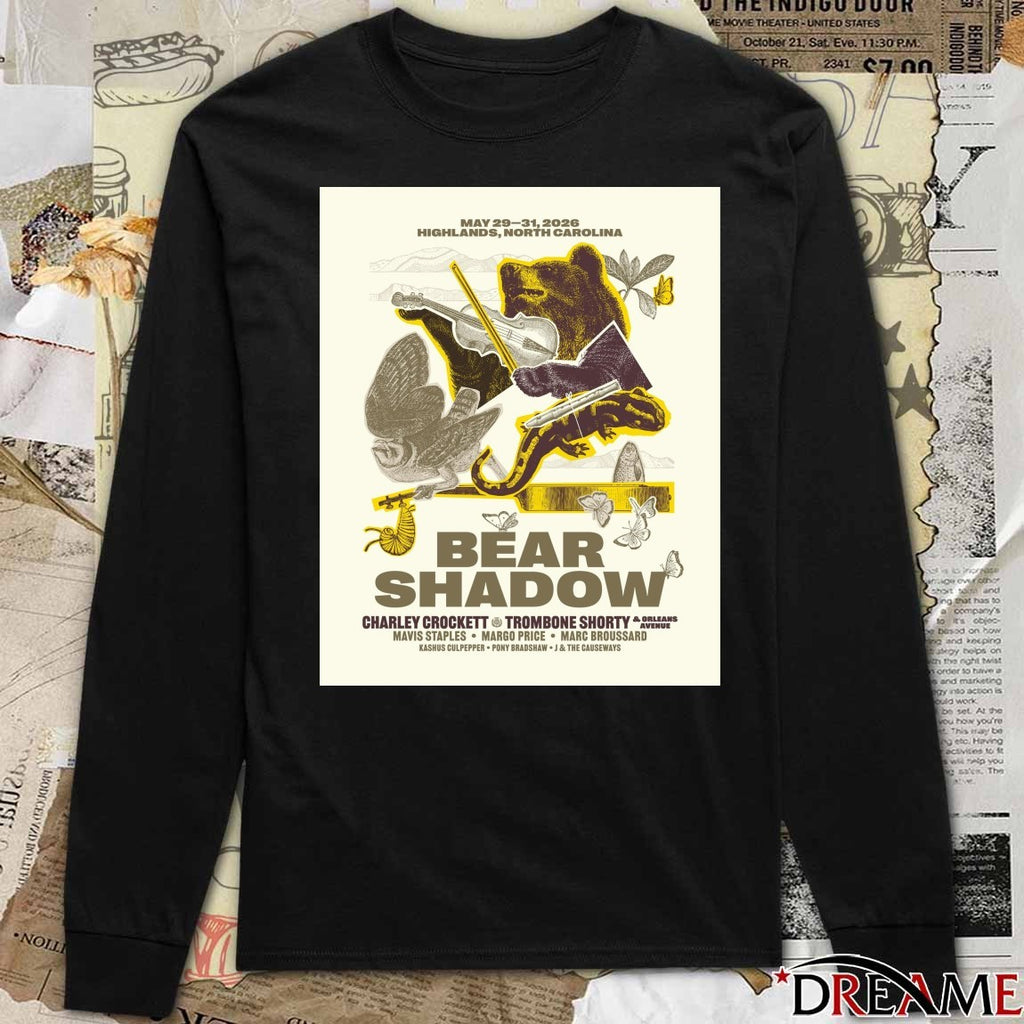 Poster Bear Shadow Festival May 29-31 2026 Highlands North Carolina t-shirt