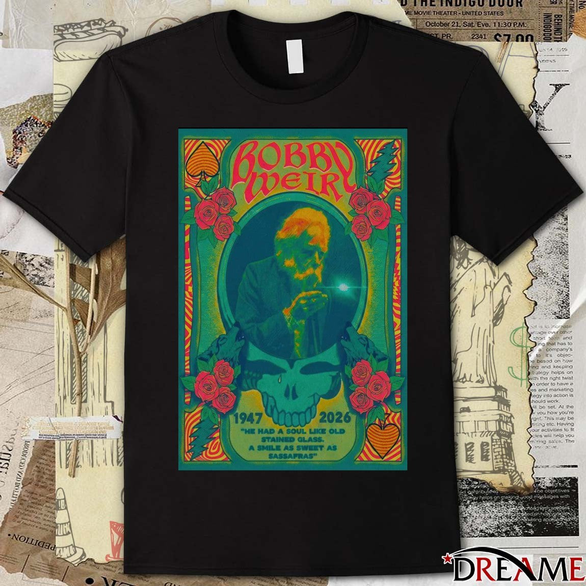 Poster Bobby Weir Memorial 1947-2026 He Had A Soul Like Old Stained Glass t-shirt