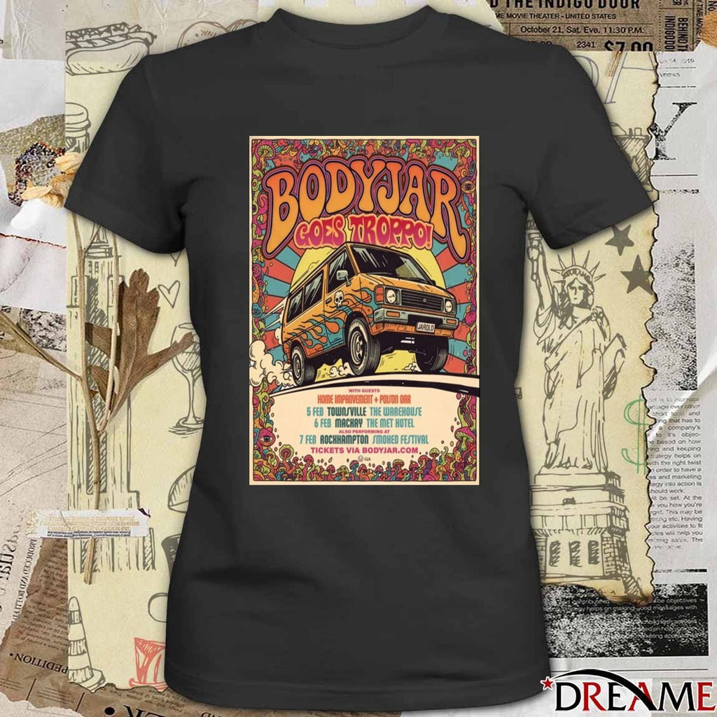 Poster Bodyjar Goes Troppo February 5-6-7 2026 Shows t-shirt