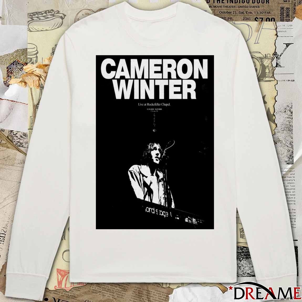 Poster Cameron Winter December 17 2025 Tour Live At Rockefeller Chapel Chicago, IL t-shirt