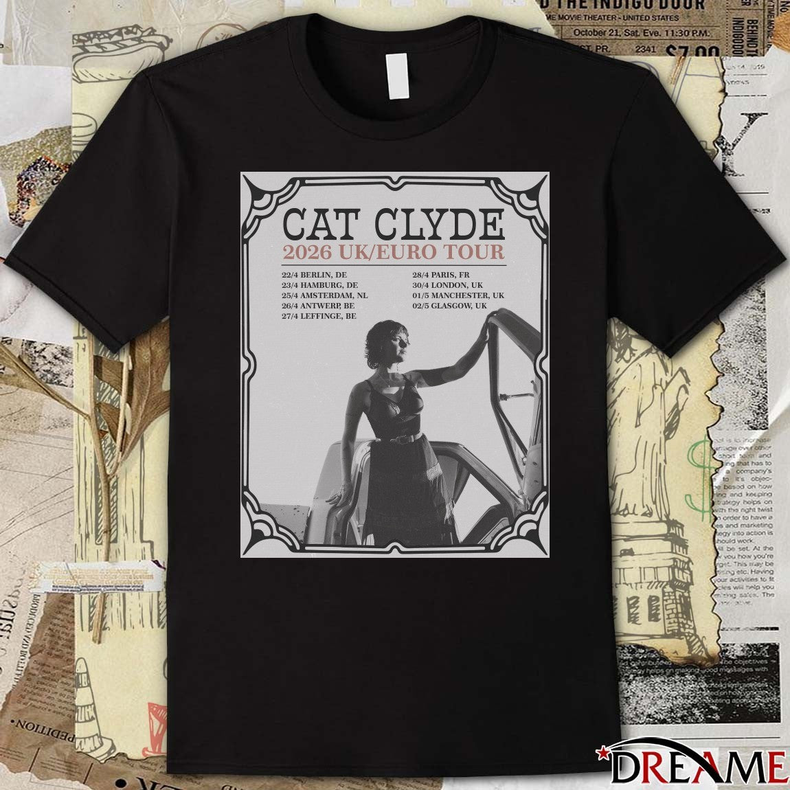Poster Cat Clyde 2026 UK-EU Tour 22 4 Berlin DE 23 4 Hamburg DE Amsterdam NL t-shirt