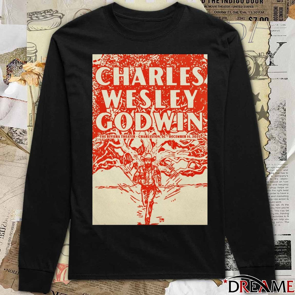 Poster Charles Wesley Godwin December 14 2025 The Riviera Theater Charleston, SC t-shirt