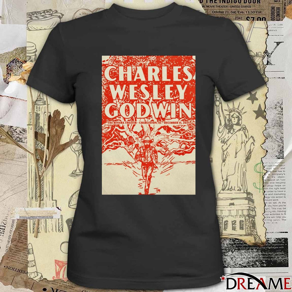 Poster Charles Wesley Godwin December 14 2025 The Riviera Theater Charleston, SC t-shirt