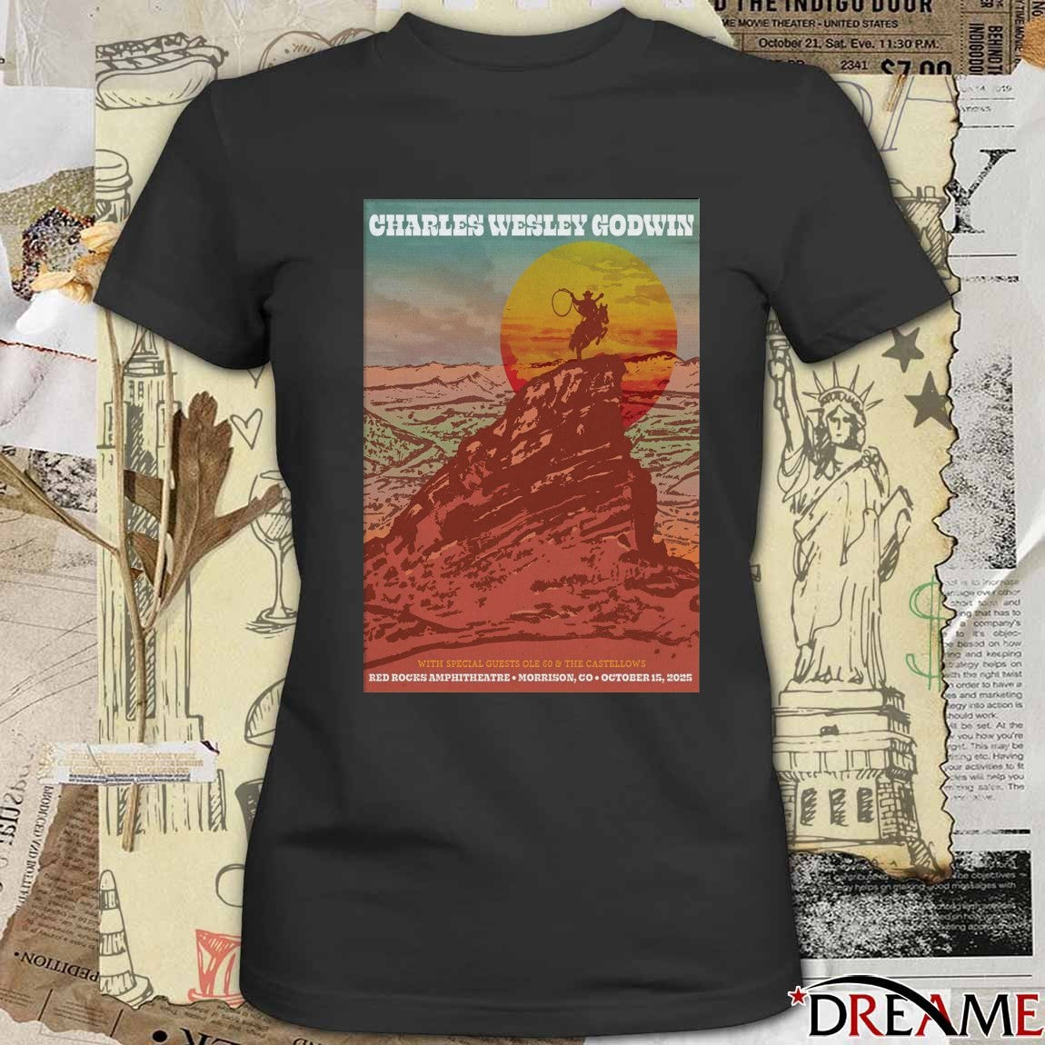 Poster Charles Wesley Godwin Red Rocks Amphitheatre 10.15.2025 Morrison CO Show t-shirt