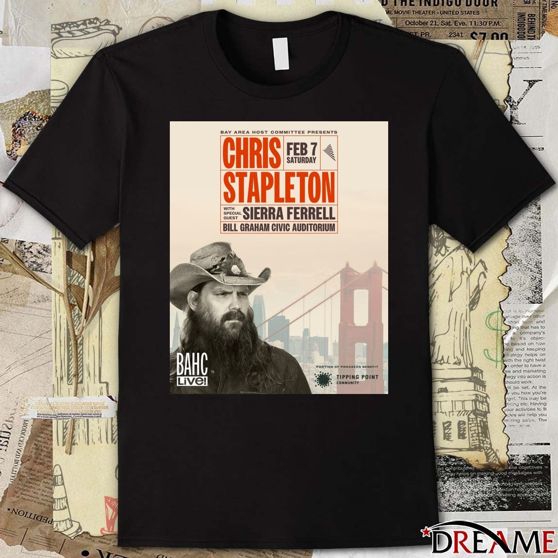 Poster Chris Stapleton Tour Bill Graham Civic Auditorium San Francisco CA February 7 2025 t-shirt