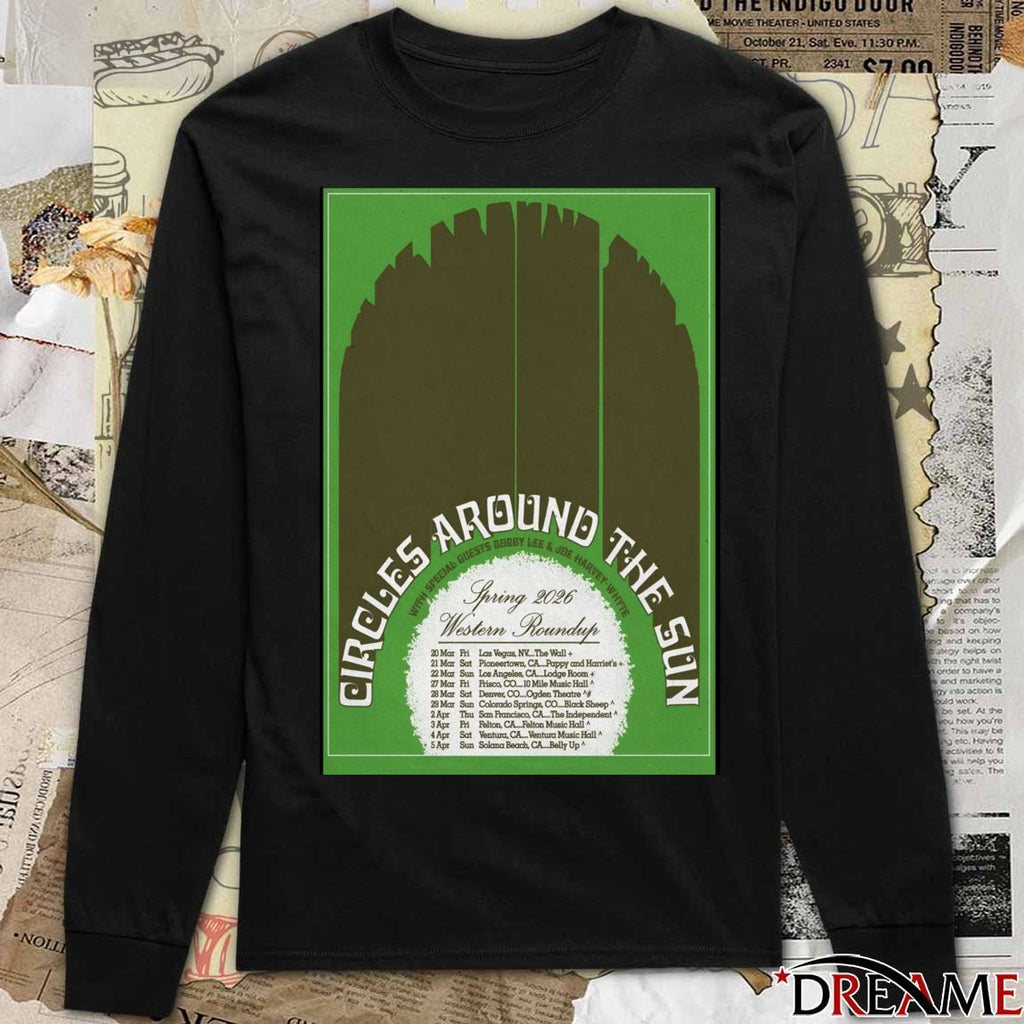 Poster Circles Around The Sun Spring 2026 Tour Western Roundup t-shirt