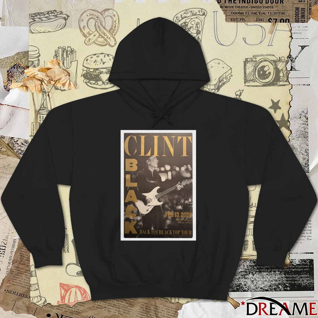 Poster Clint Black February 13 2026 Back On The Black Top Tour Nashville TN t-shirt