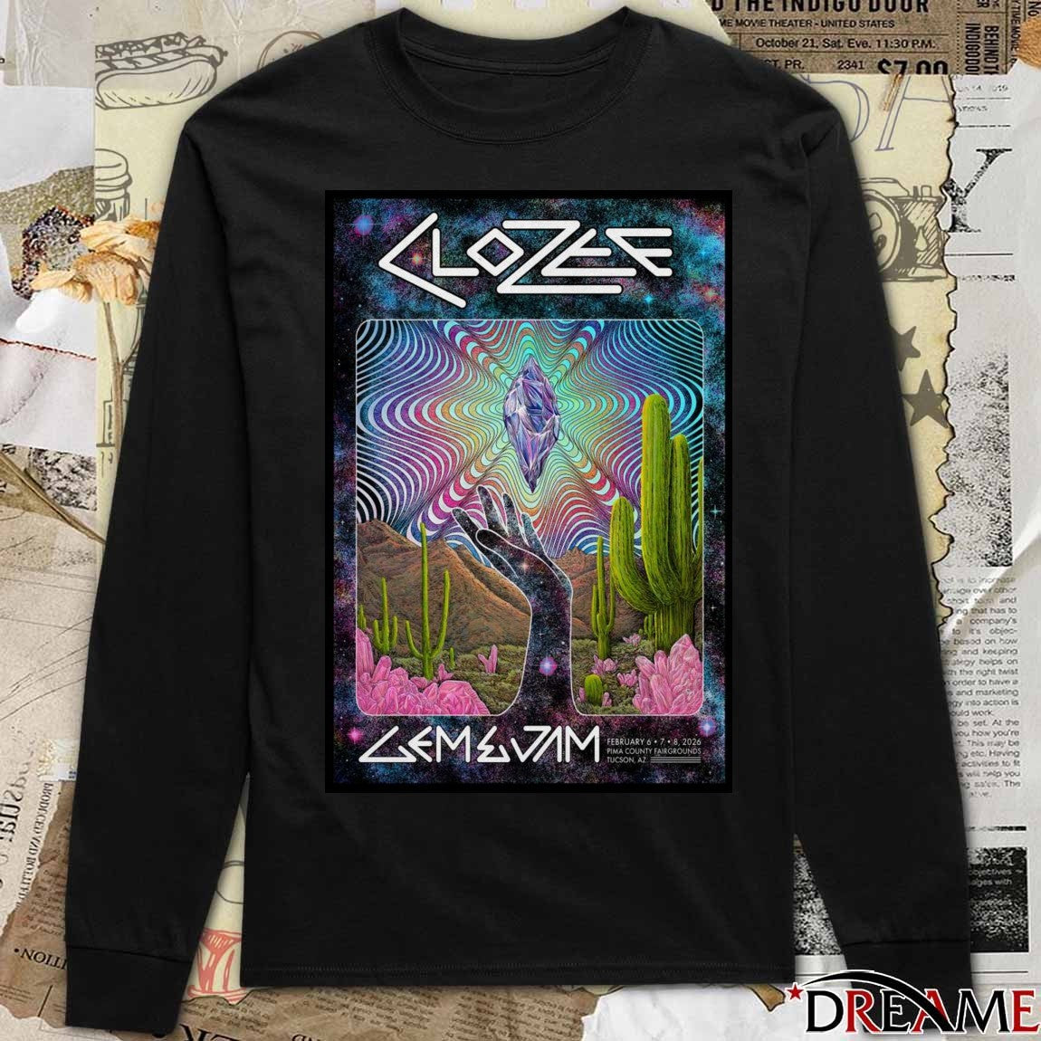 Poster CloZee Gem and Jam Festival Tucson AZ February 6-8 2026 t-shirt