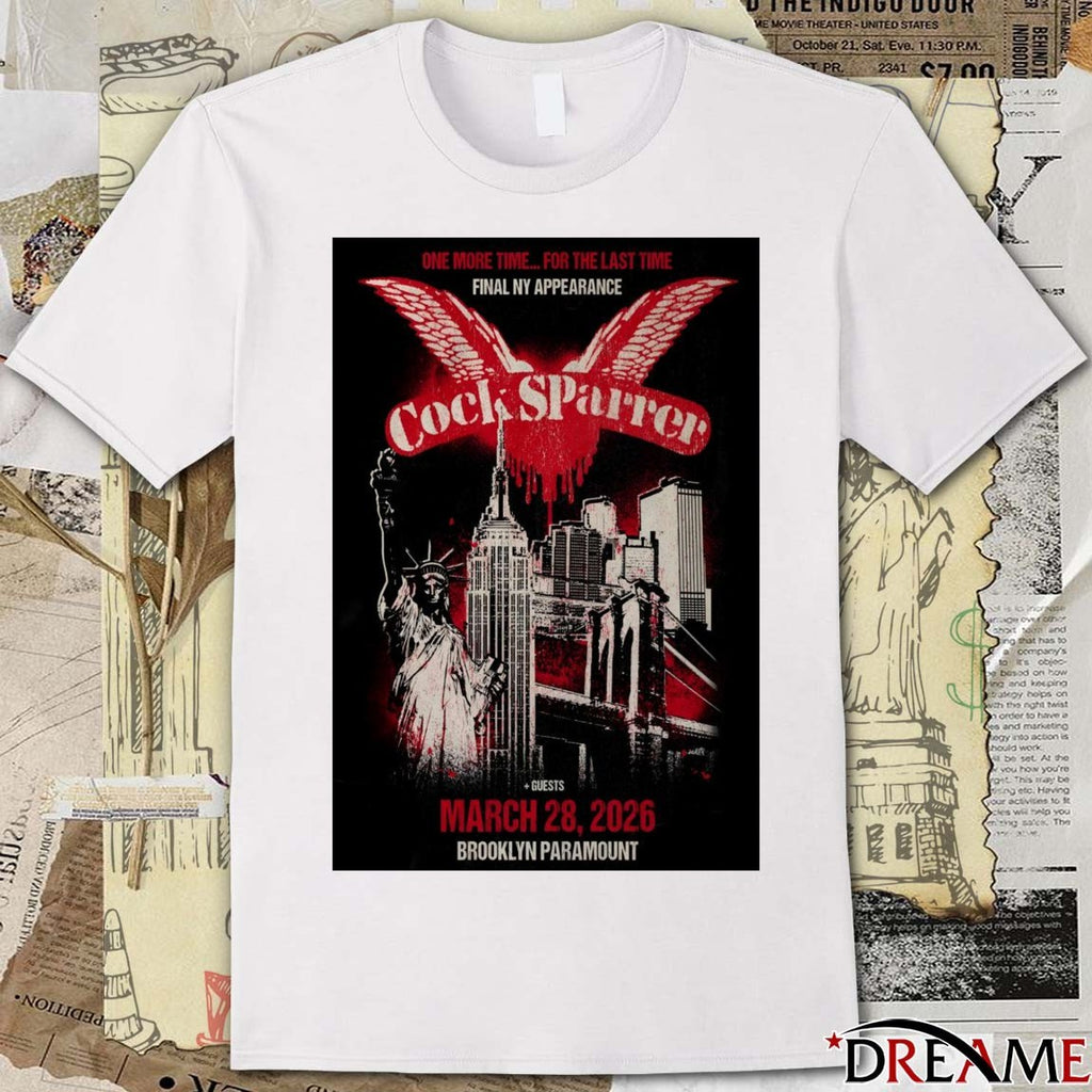 Poster Cock Sparrer Event Brooklyn NY On March 28 2026 t-shirt