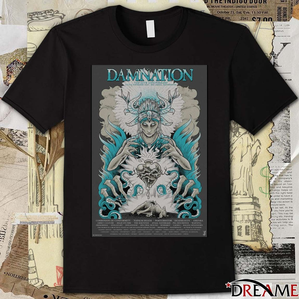 Poster Damnation Festival The 20th Anniversary November 8-9 2025 BEC Arena in Manchester UK t-shirt