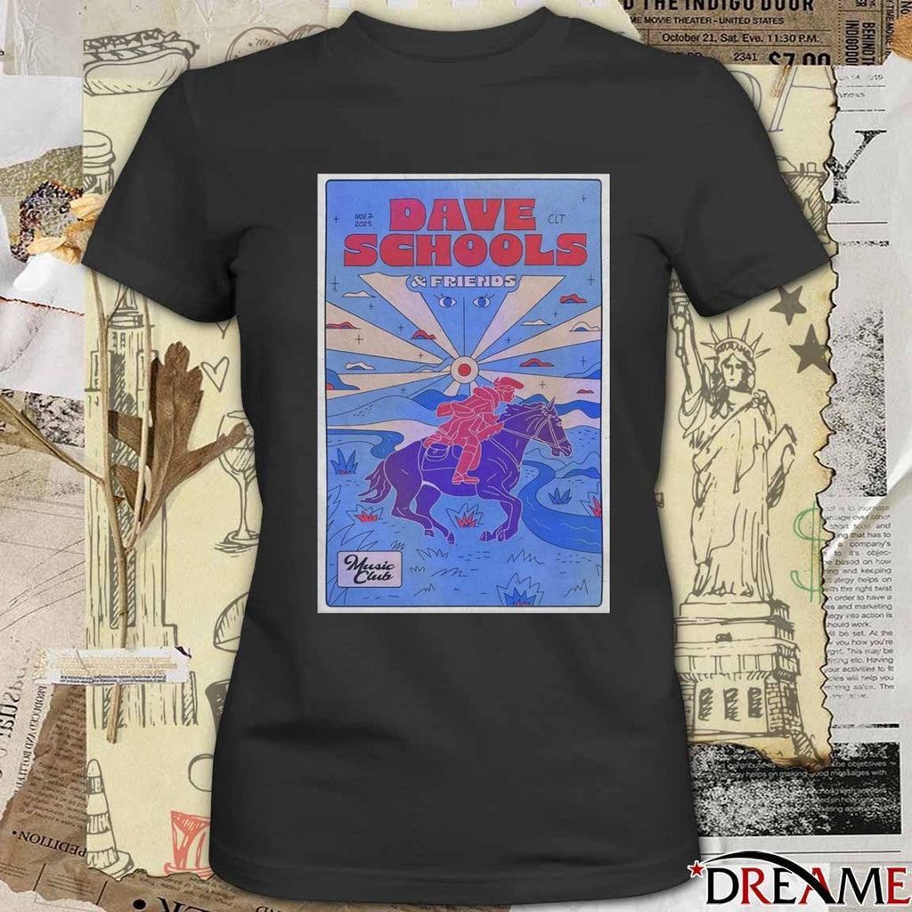 Poster Dave Schools And Friends Music Club November 7 2025 Charlotte, NC t-shirt