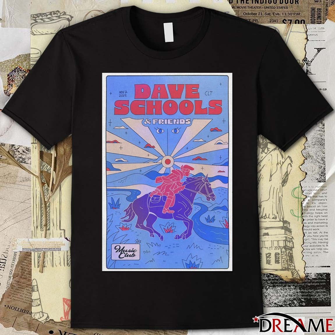 Poster Dave Schools and Friends November 7 2025 Charlotte Music Club t-shirt