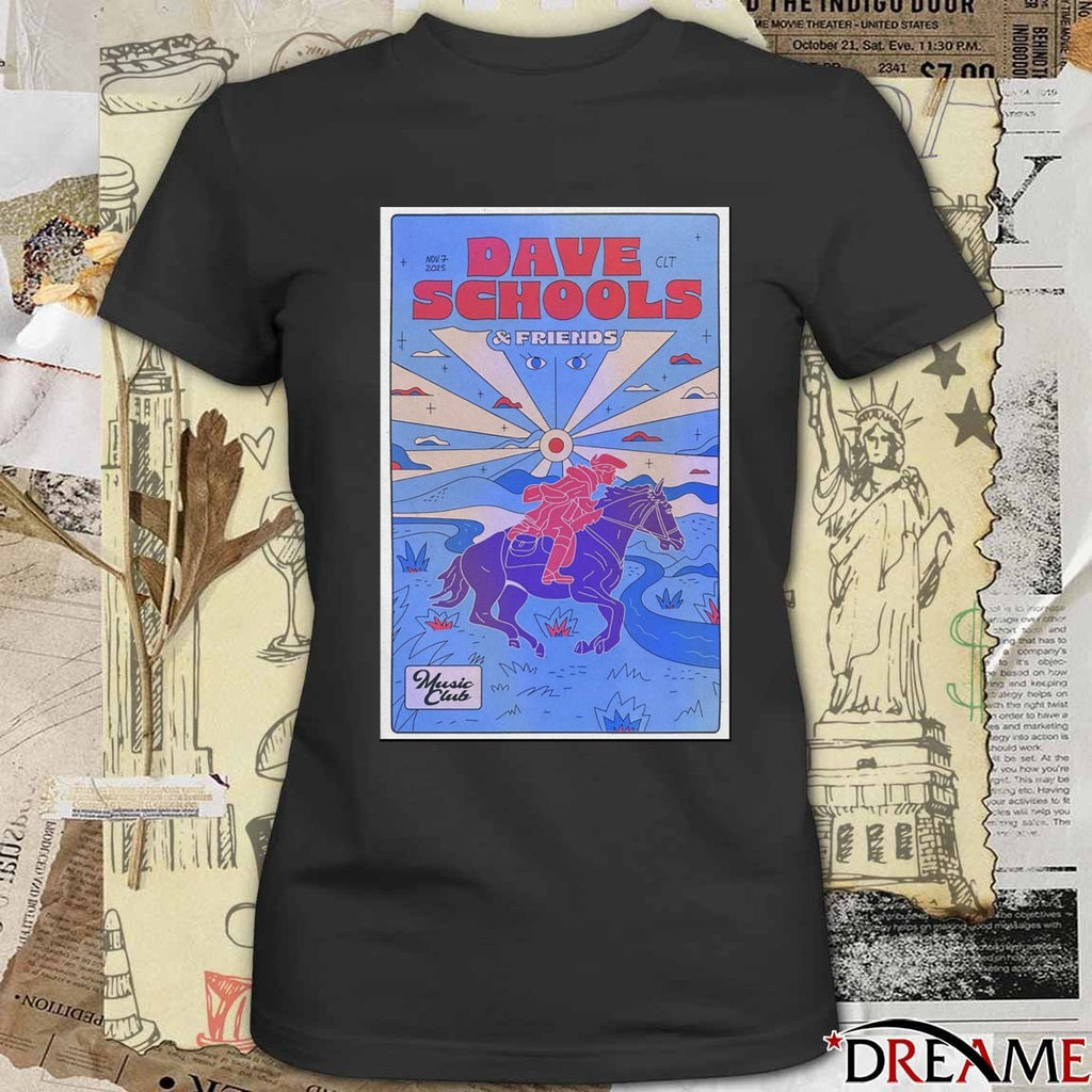 Poster Dave Schools and Friends November 7 2025 Charlotte Music Club t-shirt