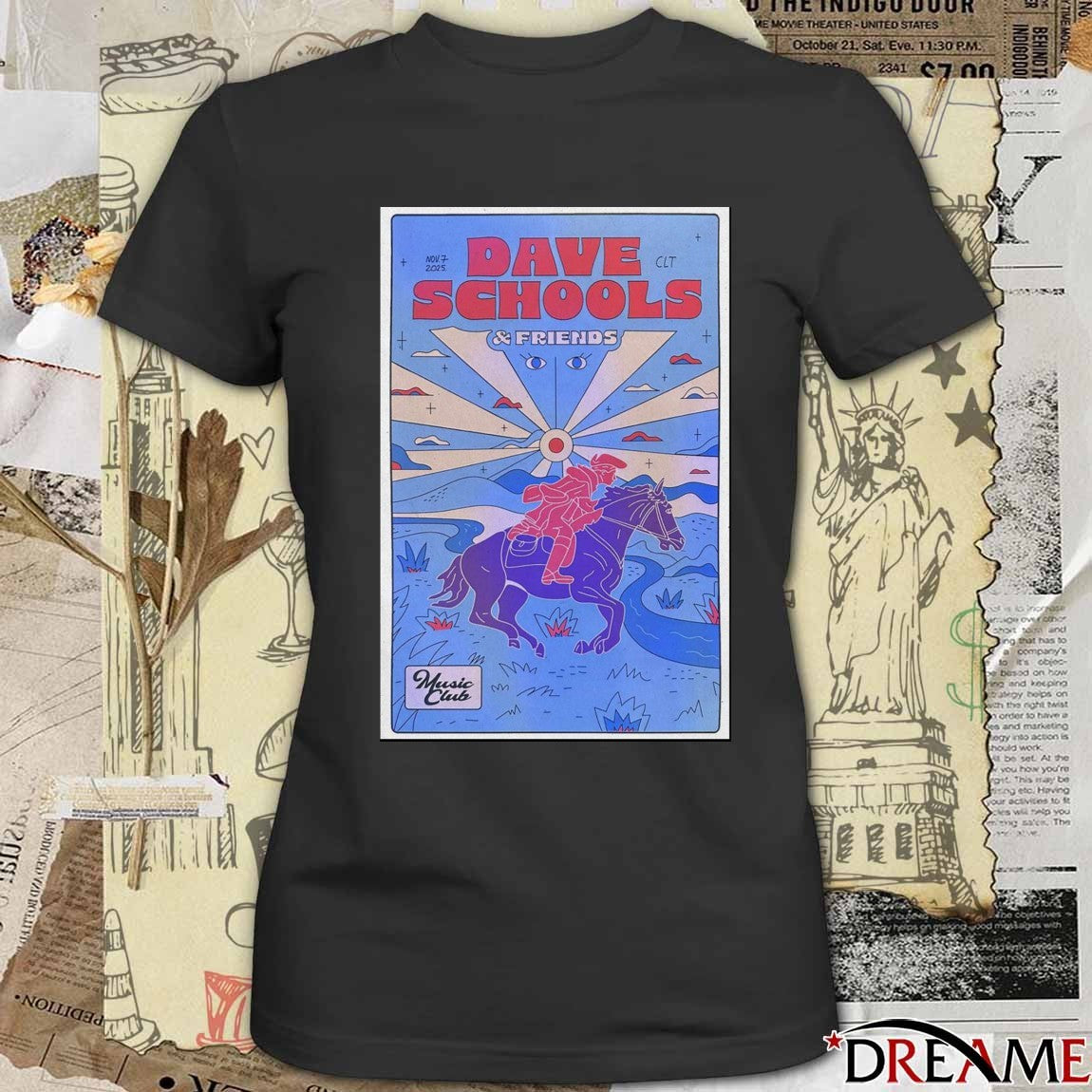 Poster Dave Schools and Friends November 7 2025 Charlotte Music Club t-shirt