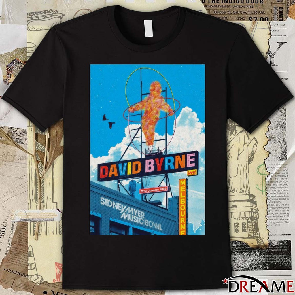 Poster David Byrne Sidney Myer Music Show Melbourne VIC January 22 2026 t-shirt
