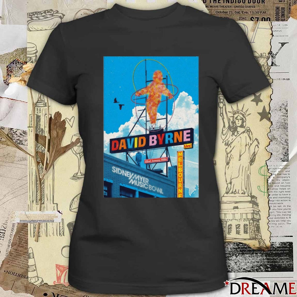 Poster David Byrne Sidney Myer Music Show Melbourne VIC January 22 2026 t-shirt