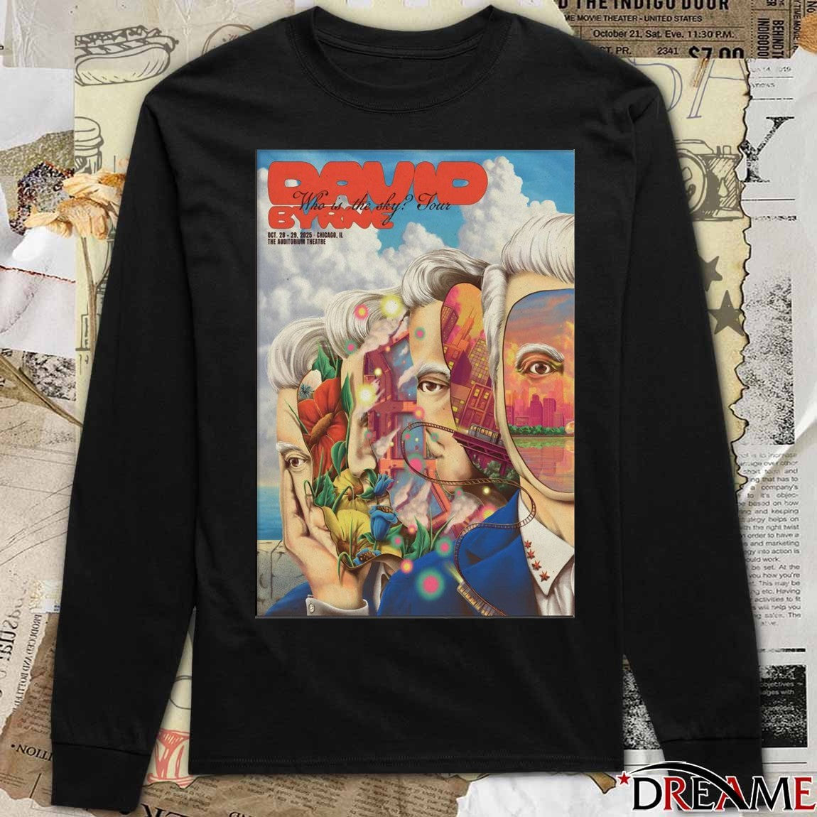 Poster David Byrne Tour Chicago IL On October 28-29 2025 The Auditorium Theatre t-shirt