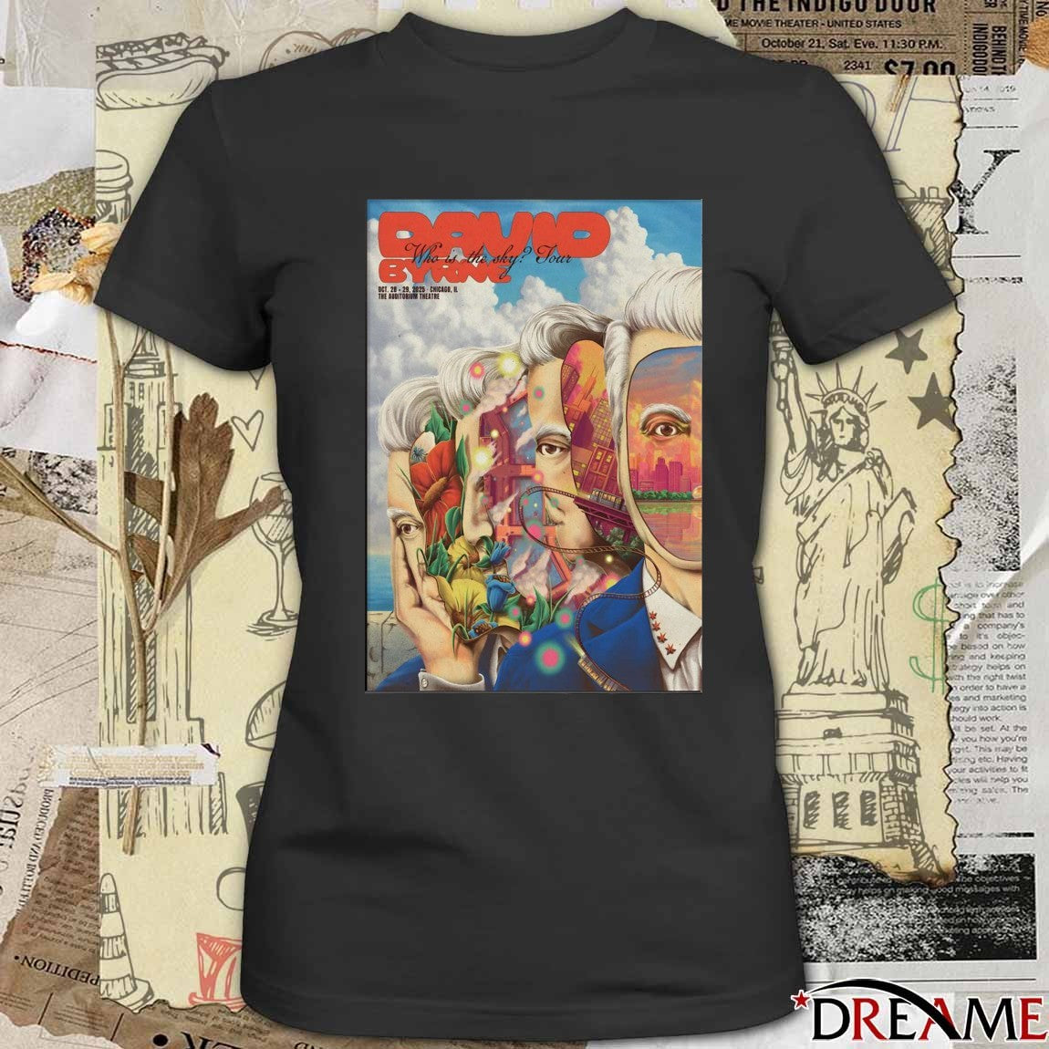 Poster David Byrne Tour Chicago IL On October 28-29 2025 The Auditorium Theatre t-shirt