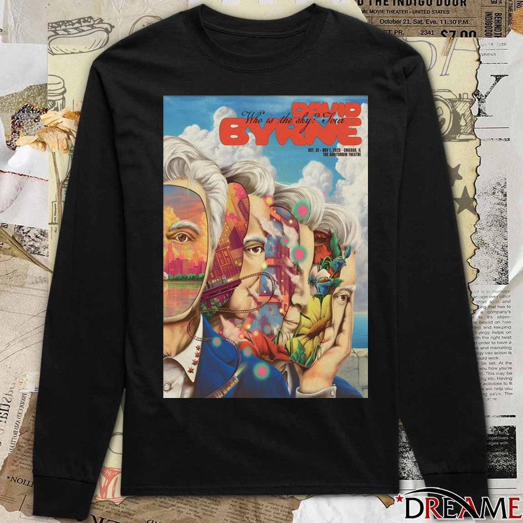 Poster David Byrne Tour Chicago On October 31-November 1 2025 The Auditorium Theatre t-shirt